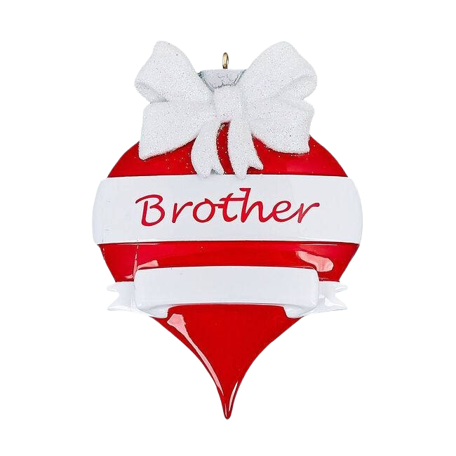 Red teardrop ornament with white bow and Brother text for Christmas Ornaments & Tree Decorations under $50 collection