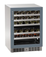 24 inch dual-zone wine refrigerator in stainless steel with glass door and adjustable shelves from kitchen appliances collection