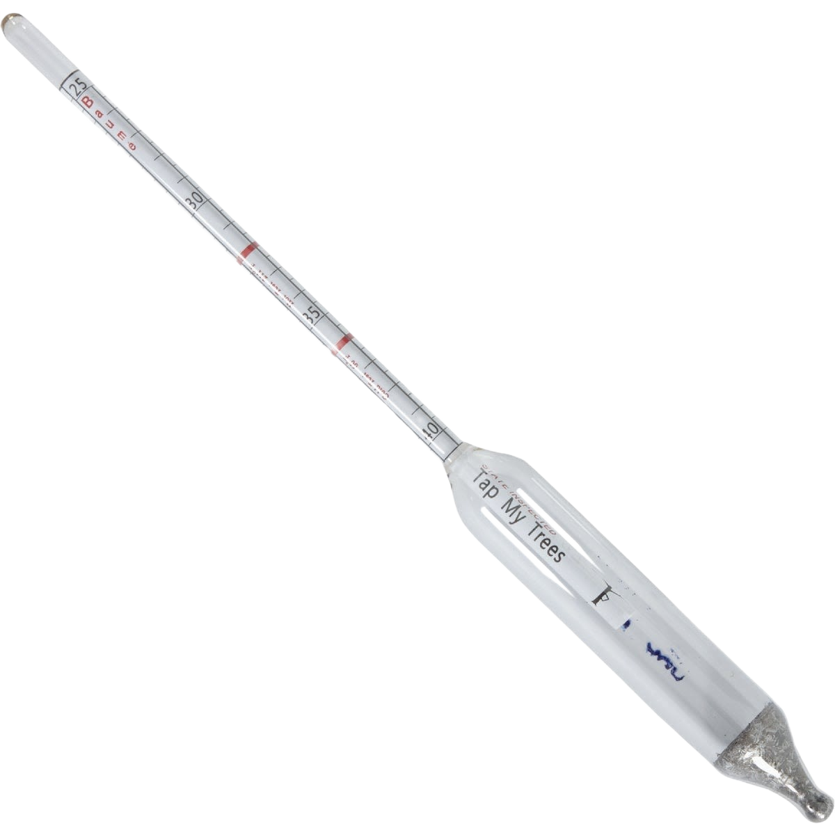 Glass hydrometer with dual Baume and Brix scales for measuring maple syrup density in lawn and garden tools collection