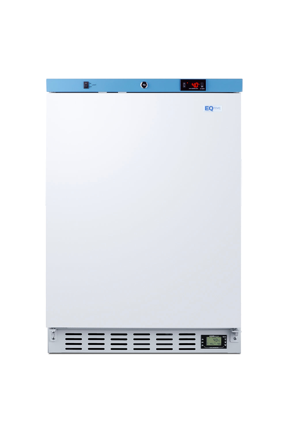 Compact medical refrigerator with white exterior and digital temperature display from Refrigerators collection