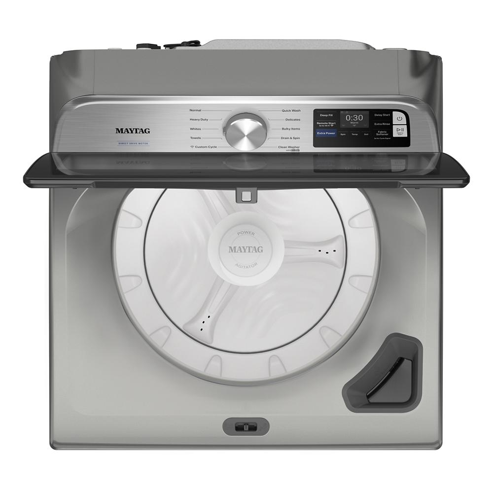 Top load washer in stainless steel with digital controls, Power agitator, and Extra Power feature in washer appliances collection