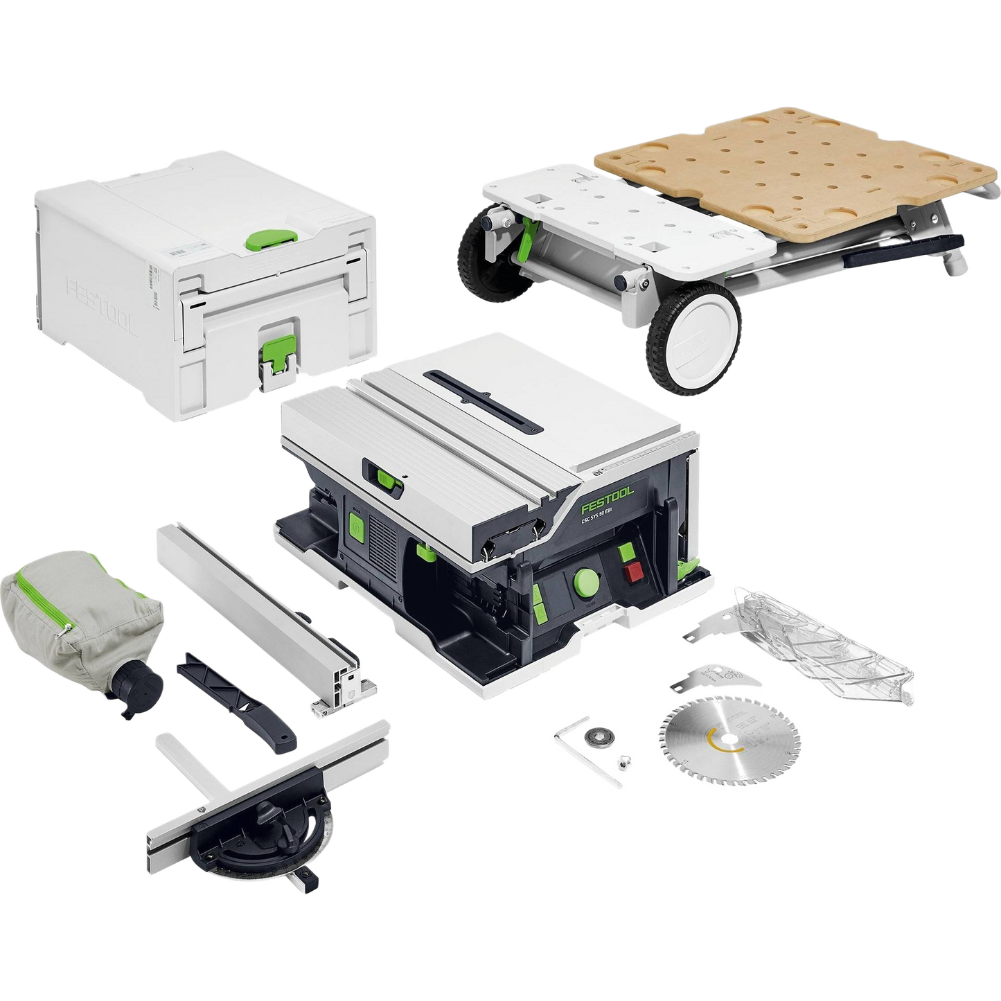 Compact cordless table saw kit with accessories, storage case, and mobile stand in power tools and battery powered collections