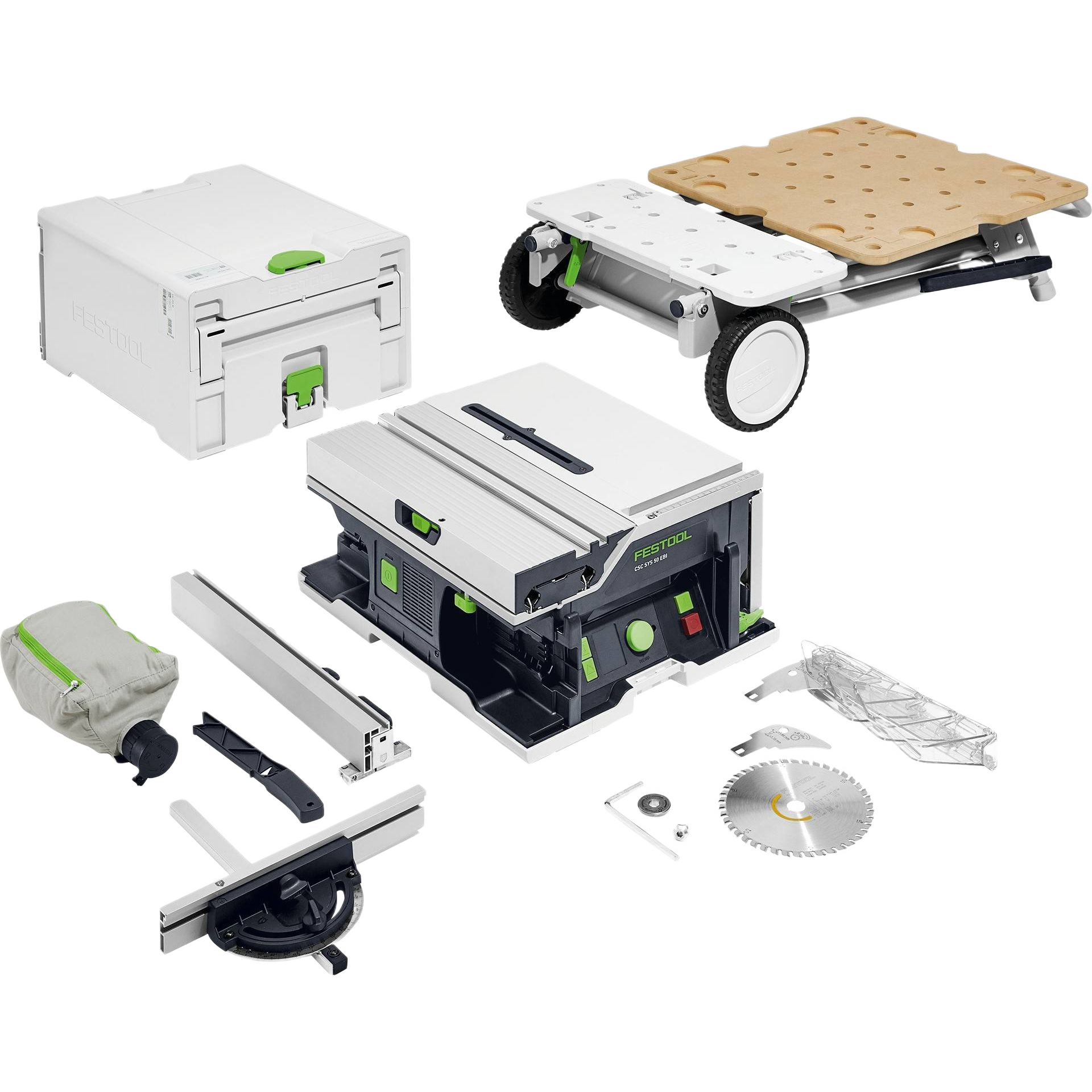 Compact cordless table saw kit with accessories, storage case, and mobile stand in power tools and battery powered collections