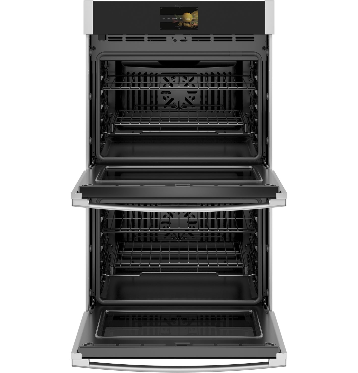 Stainless steel smart built-in double wall oven with convection and digital display from kitchen appliances collection