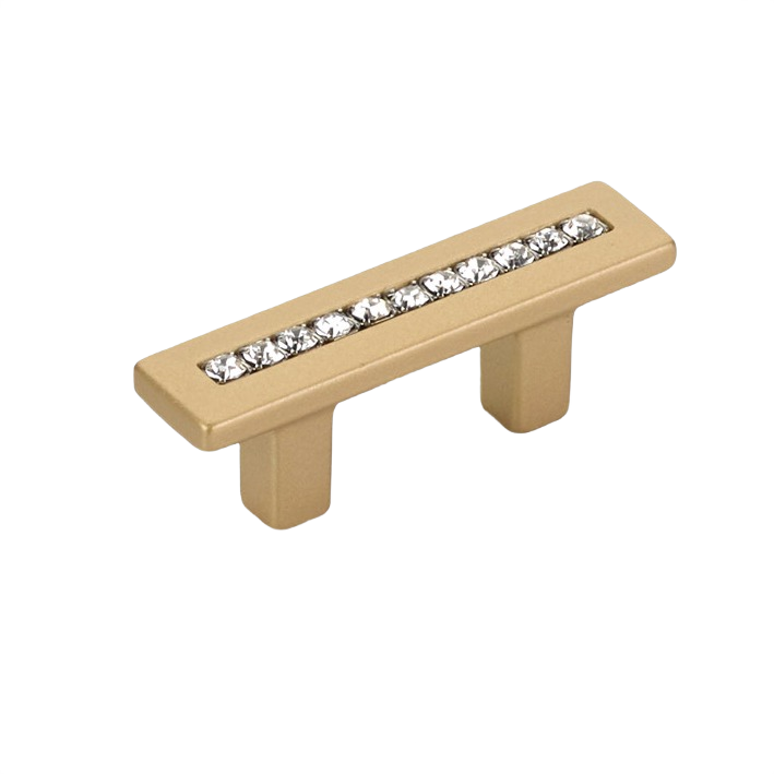 Satin brass cabinet pull with embedded crystals, part of Hardware and Furniture Accessories collections under $50.