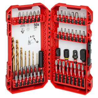 Red compact case with durable drill and drive bits organized for power tool accessories and home improvement tasks