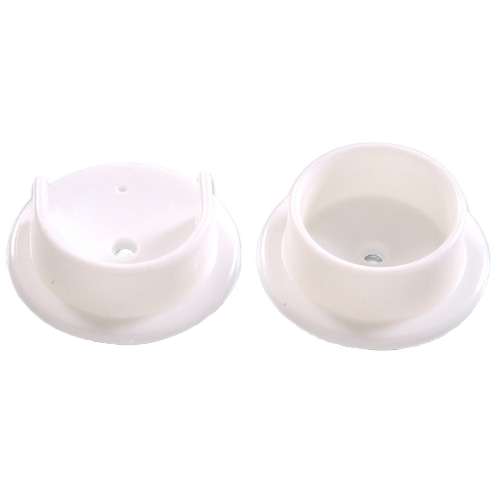 White plastic pole socket set with open-lip design for secure closet pole support and home organization under $50