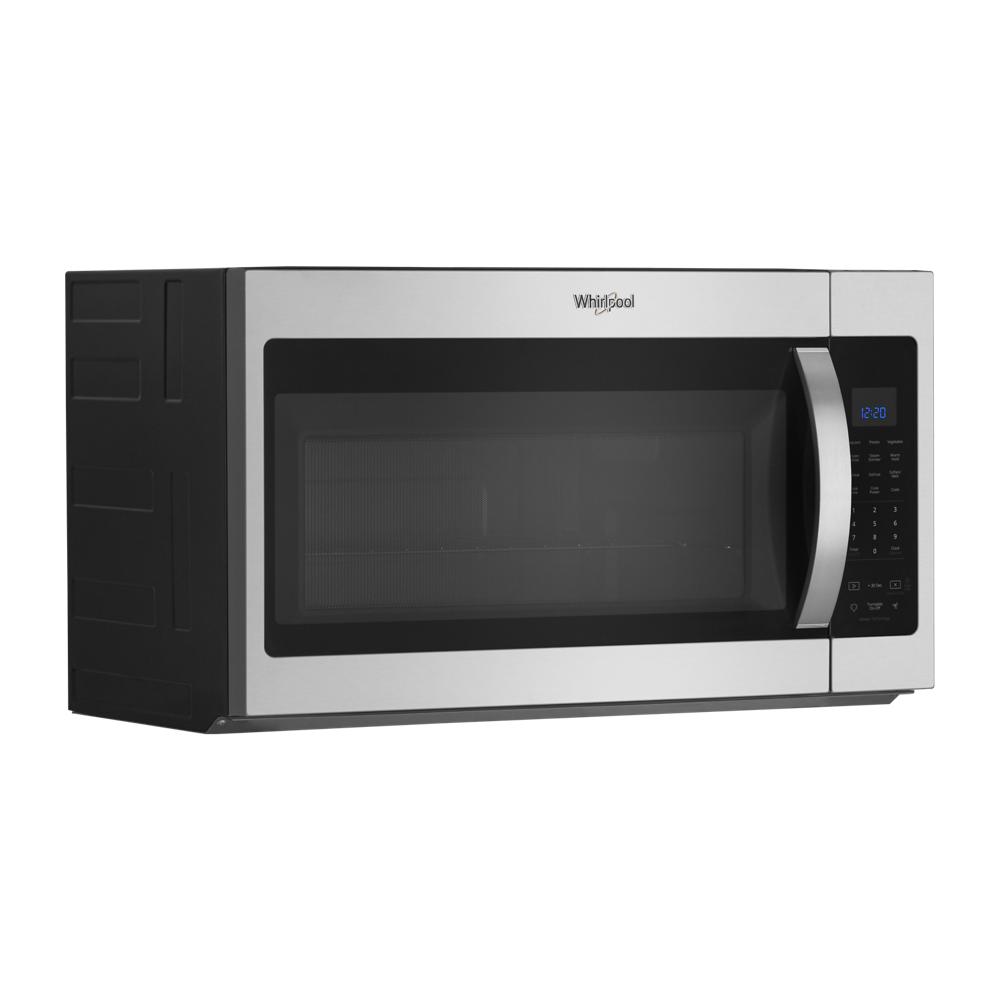 Stainless steel countertop microwave with digital touch controls and sensor cooking features for kitchen use