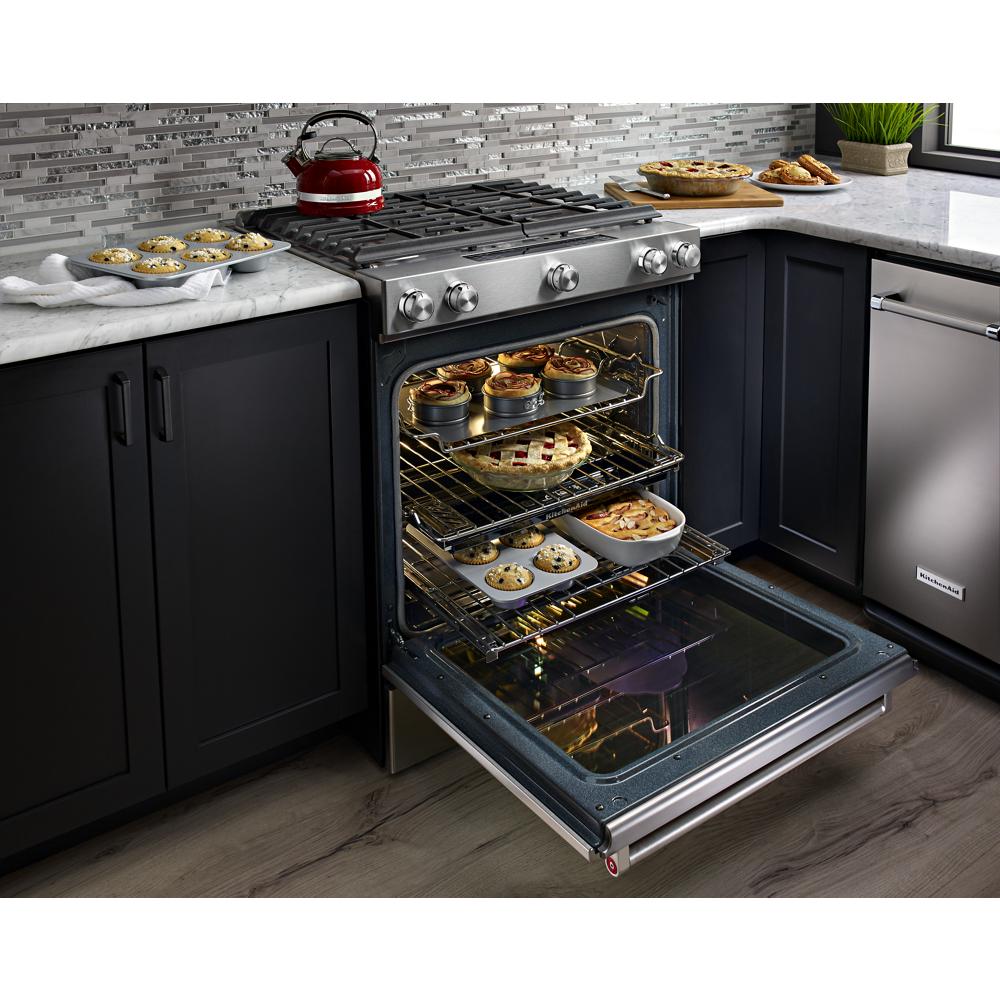 30-Inch 5 Burner Gas Convection Slide-In Range with Baking Drawer