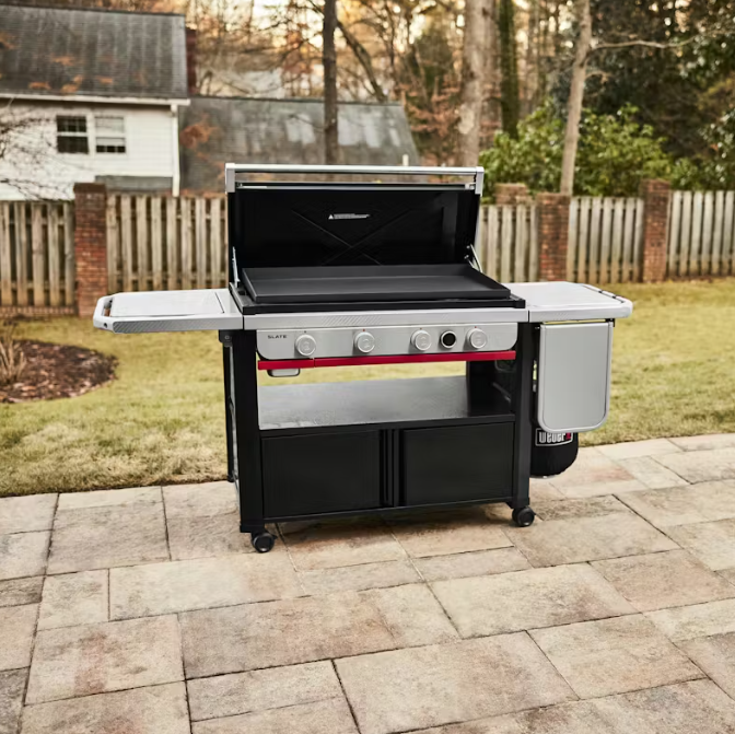 Weber Slate 36" Rust-Resistant Griddle with Flip-Up Side Table, Liquid Propane