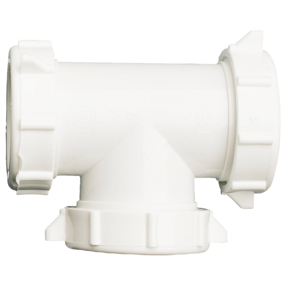 White plastic slip-joint 3-way tee fitting with wing nuts for plumbing and drain repair under $50 collection