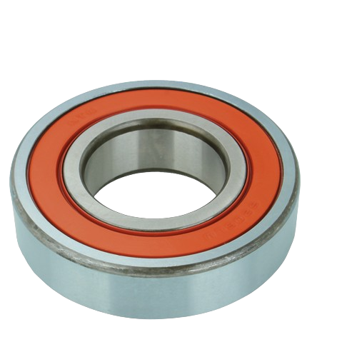 Metal ball bearing with orange rubber seal designed for durable performance in tools and home improvement projects