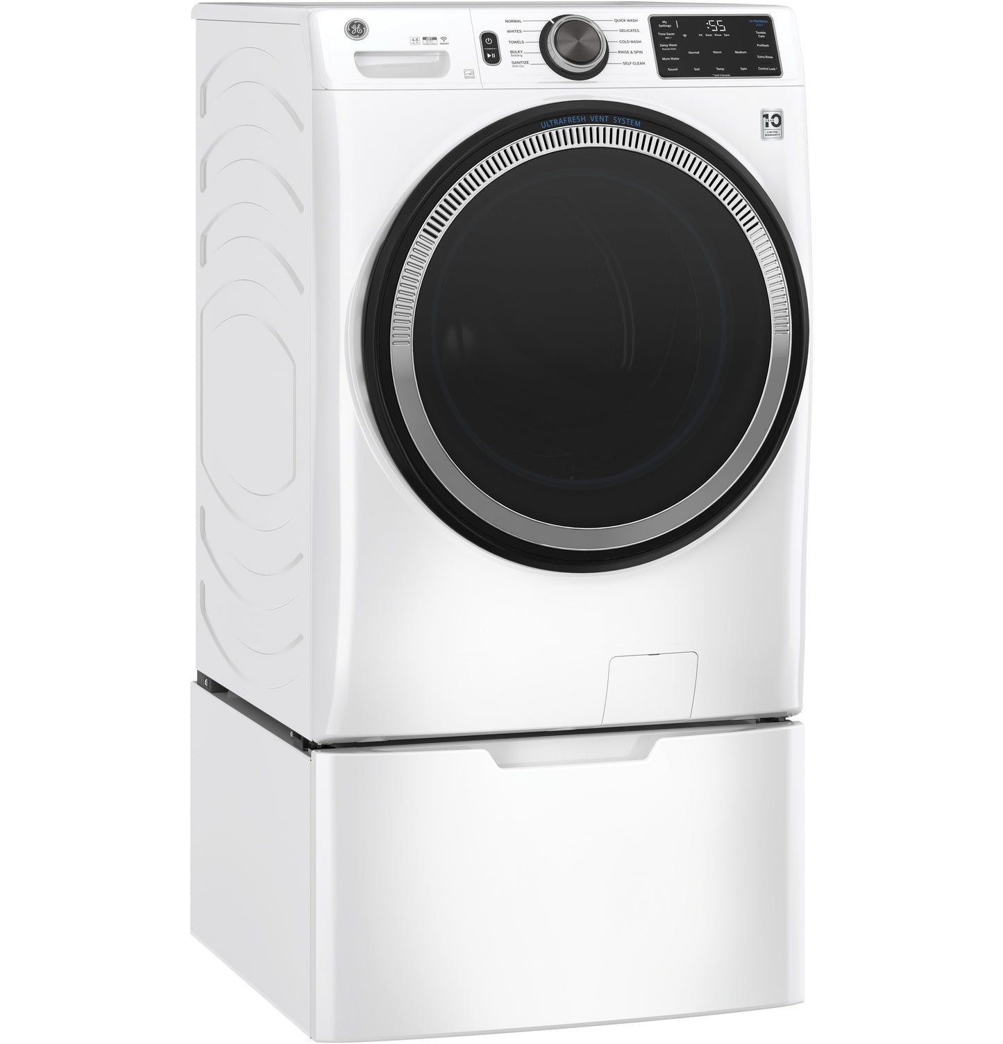 White front-load washer on matching laundry pedestal from Appliance Parts & Accessories collection for home improvement