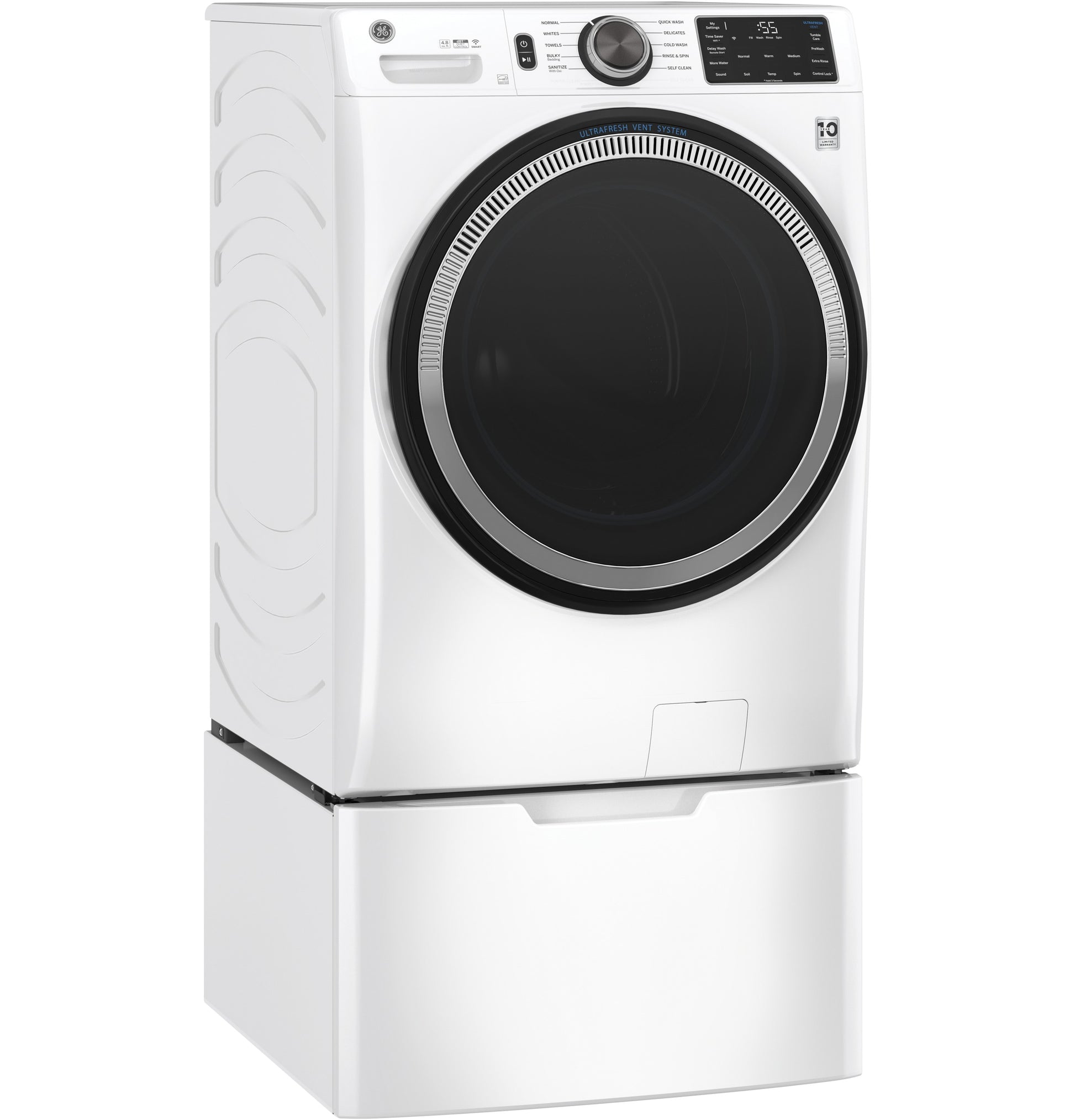 White front-load washer on matching laundry pedestal from Appliance Parts & Accessories collection for home improvement