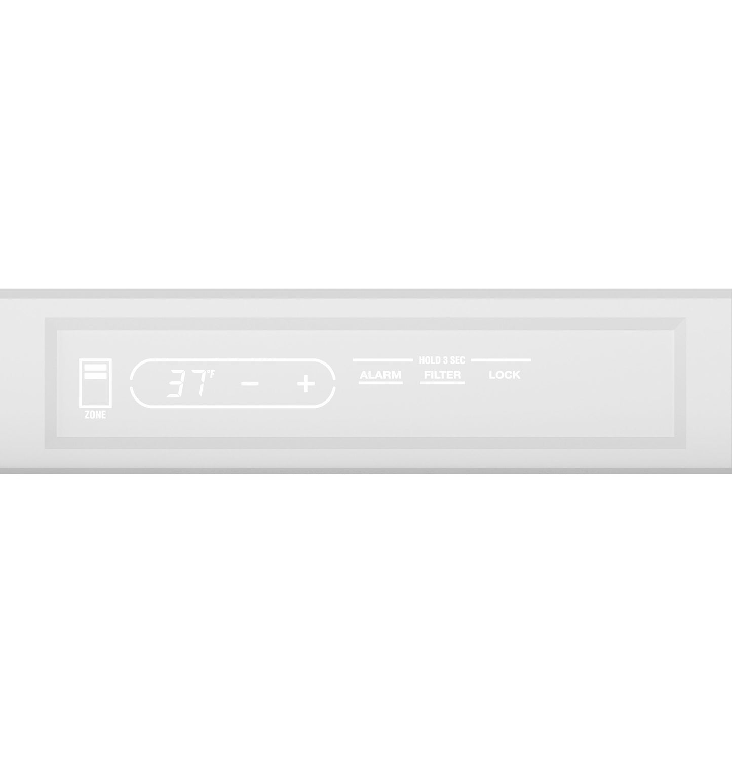 Digital temperature control panel displaying 37 degrees with alarm and filter indicators for kitchen appliance collection