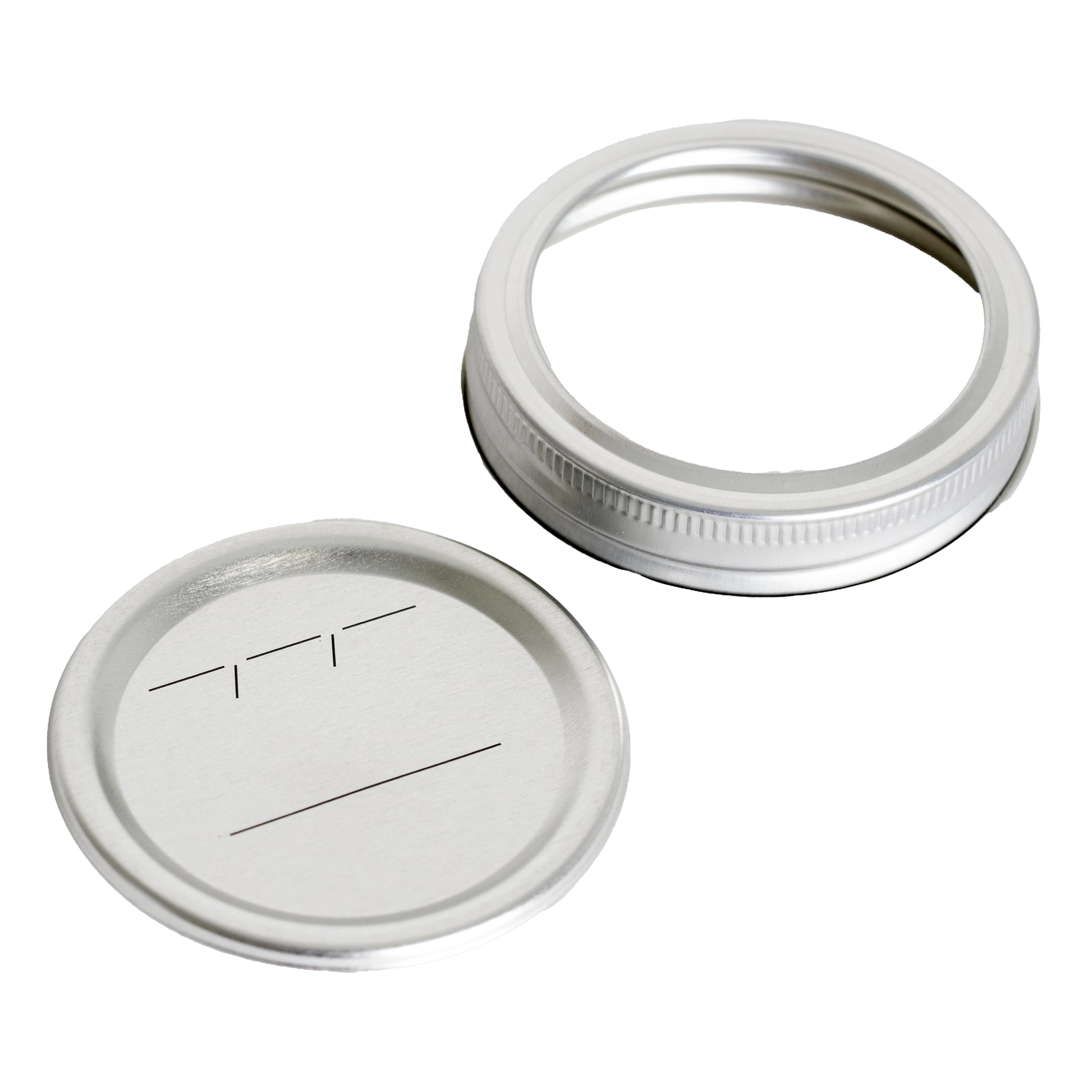 Silver-tone regular-mouth canning lid and band with date marking lines for preserving in kitchenware and home improvement tools
