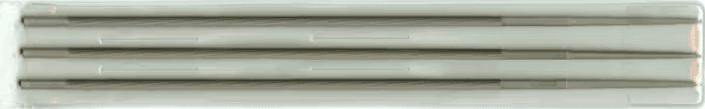 Three 1/8 inch saw chain files with double-cut teeth for outdoor power tools and lawn maintenance
