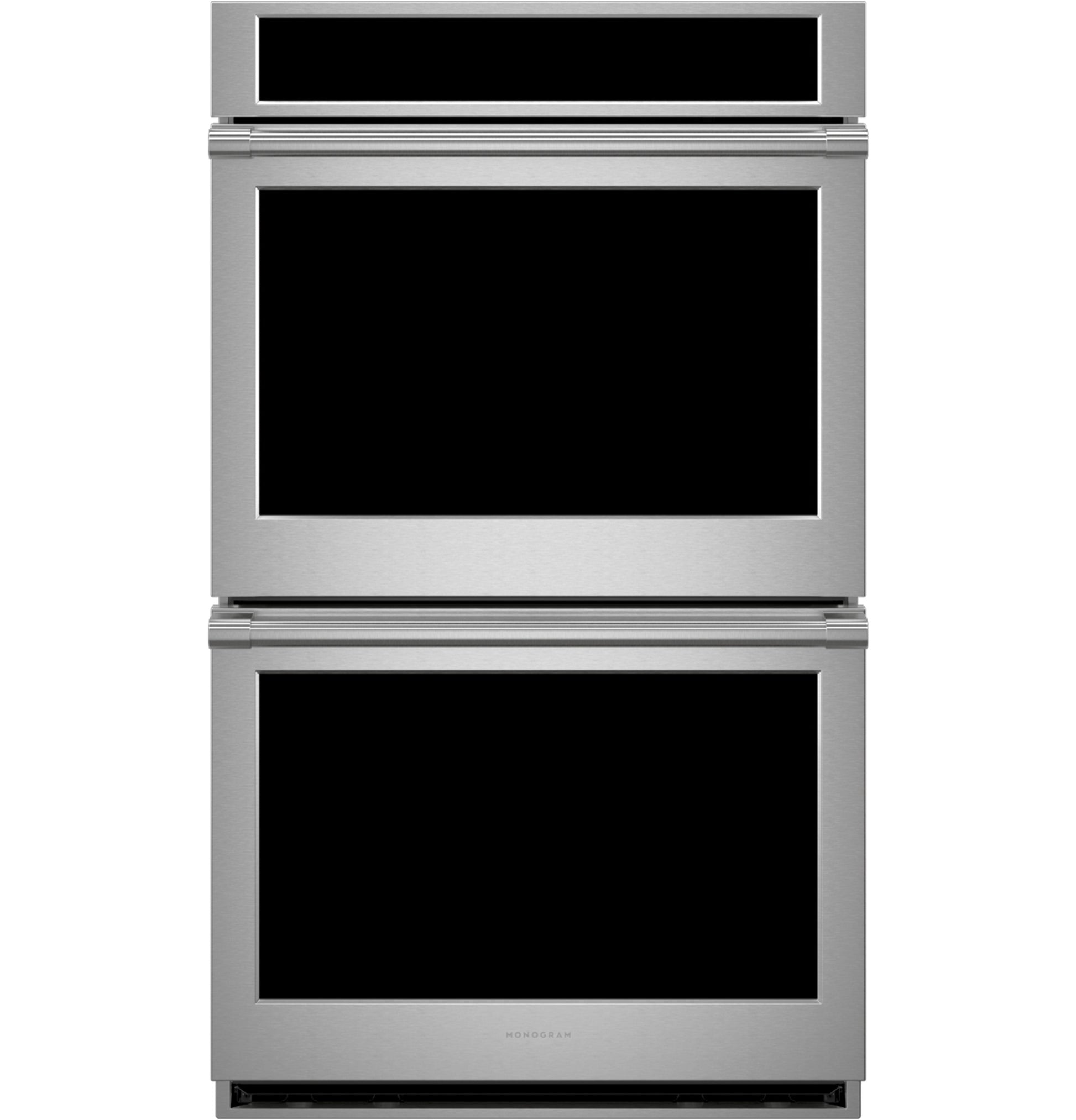Stainless steel double wall oven with sleek design and digital display for kitchen and home improvement collections