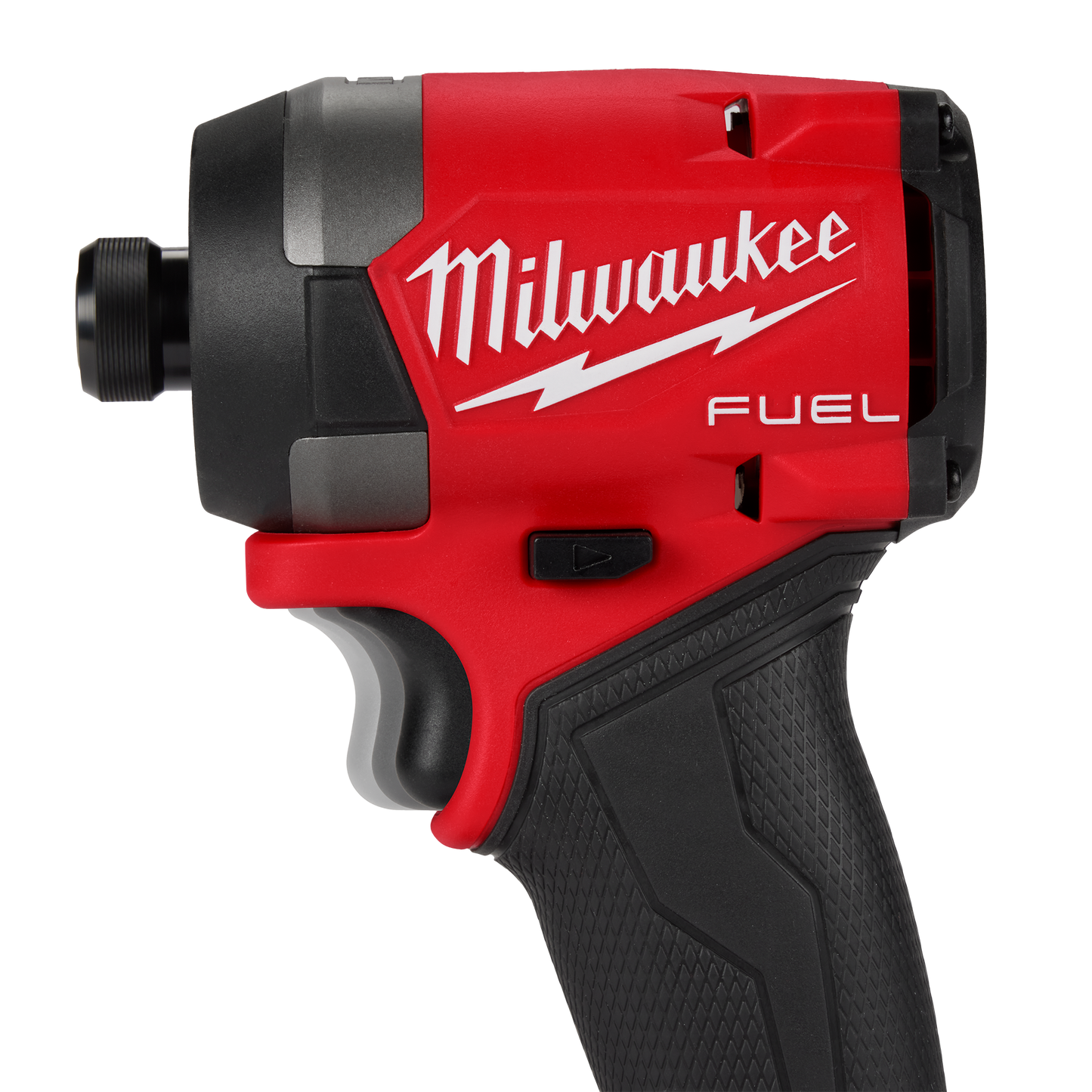 Red and black compact cordless impact driver with textured grip designed for tools and home improvement use