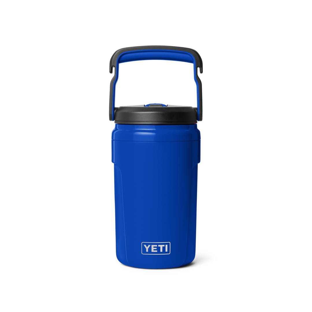 Blue insulated 40 oz. jug with black straw cap and sturdy handle, designed for keeping beverages cold, part of Drinkware and Kitchen collections at Hartville Hardware.