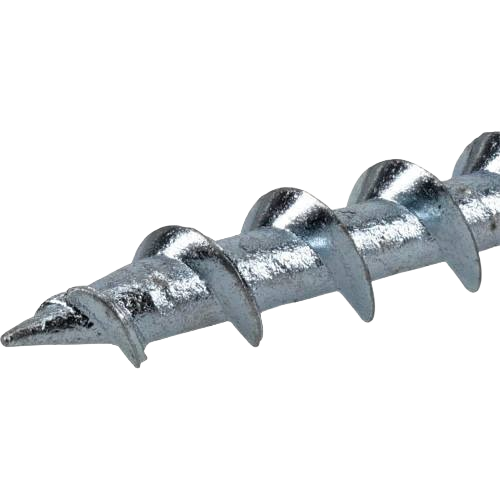 Close-up of a threaded metal screw anchor tip for secure fastening in hardware and building materials collections under $50