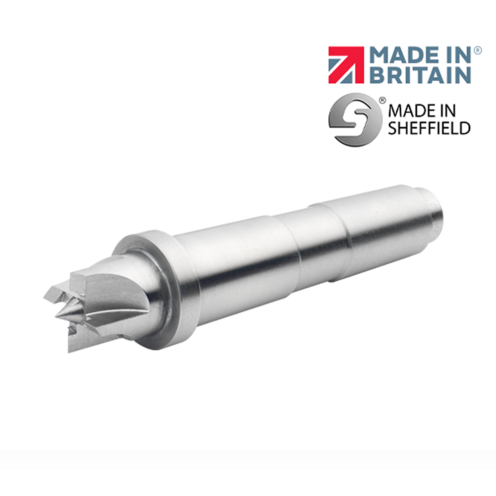 Steel 4-prong drive center with tapered shank designed for woodworking and home improvement tools use