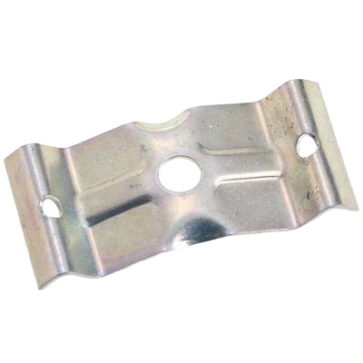 Steel furniture hardware bracket with three mounting holes for securing table aprons in home improvement projects