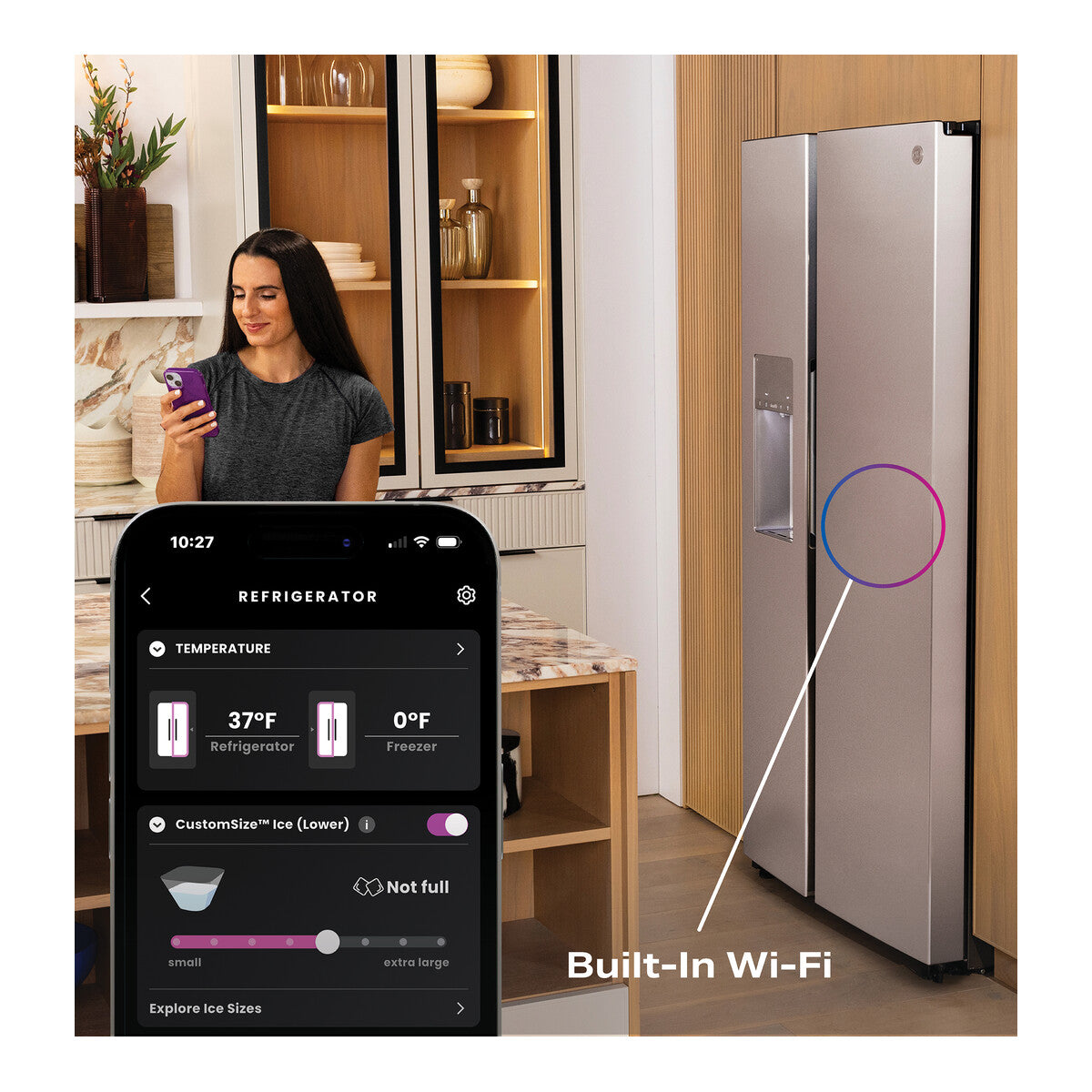 GE Profile™ ENERGY STAR® 27.8 Cu. Ft. Side-By-Side Refrigerator with Hands-Free AutoFill and CustomSize™ Ice