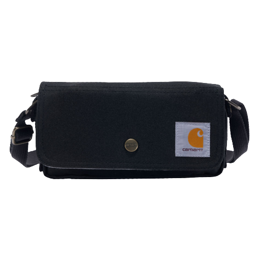 Compact black Carhartt crossbody bag with adjustable strap and front snap closure, part of Accessories and Bags collections under $100