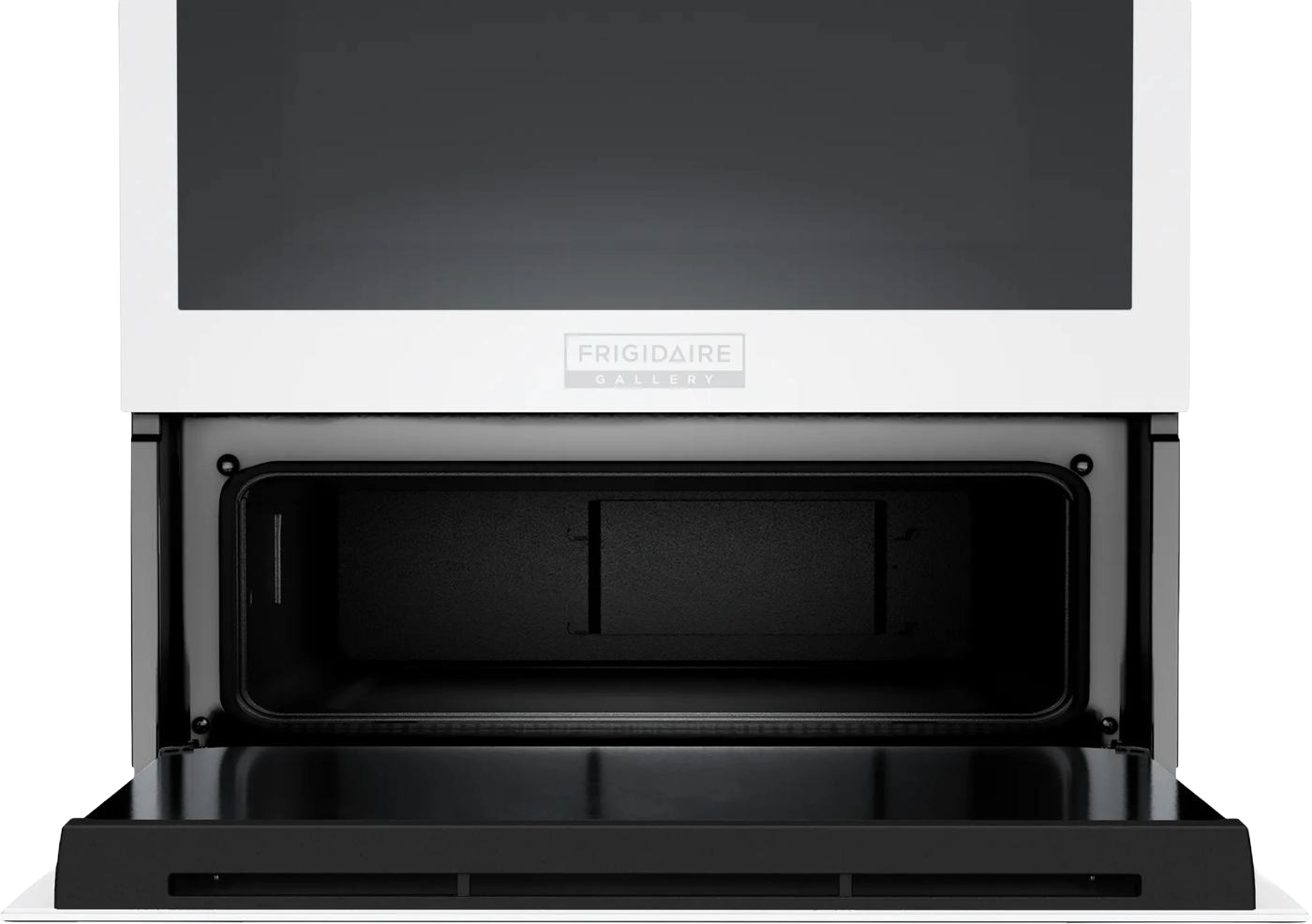 Open view of a stainless steel 24-inch electric wall oven with air fry feature showing the interior cavity with door lowered, part of Single Wall Ovens, Wall Ovens, Kitchen & Kitchenware, All Products, and Appliances collections.