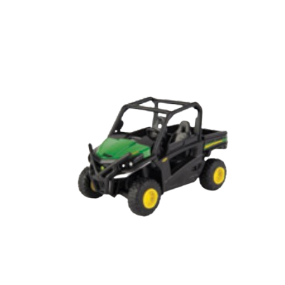 Green and black miniature utility vehicle toy with yellow wheels for tools and home improvement play