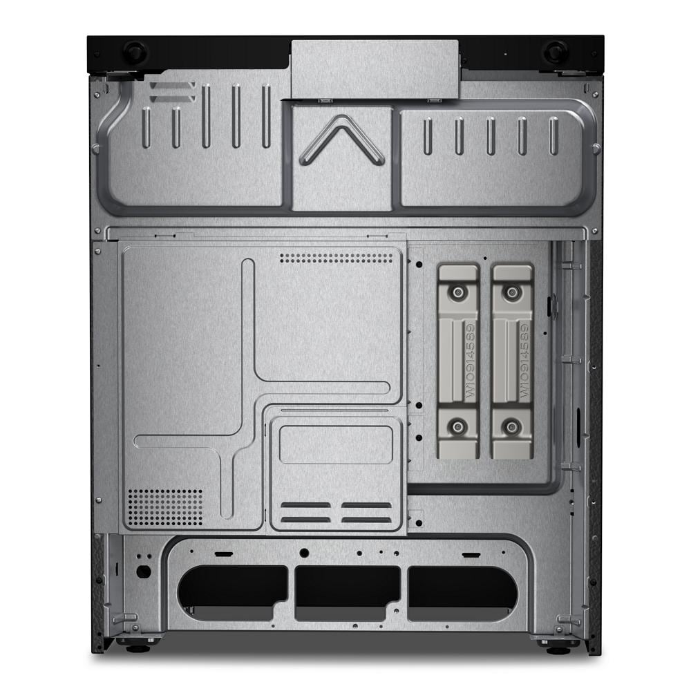 Rear view of a 30-inch electric smart range showing metal panel and ventilation components in kitchen appliances collection