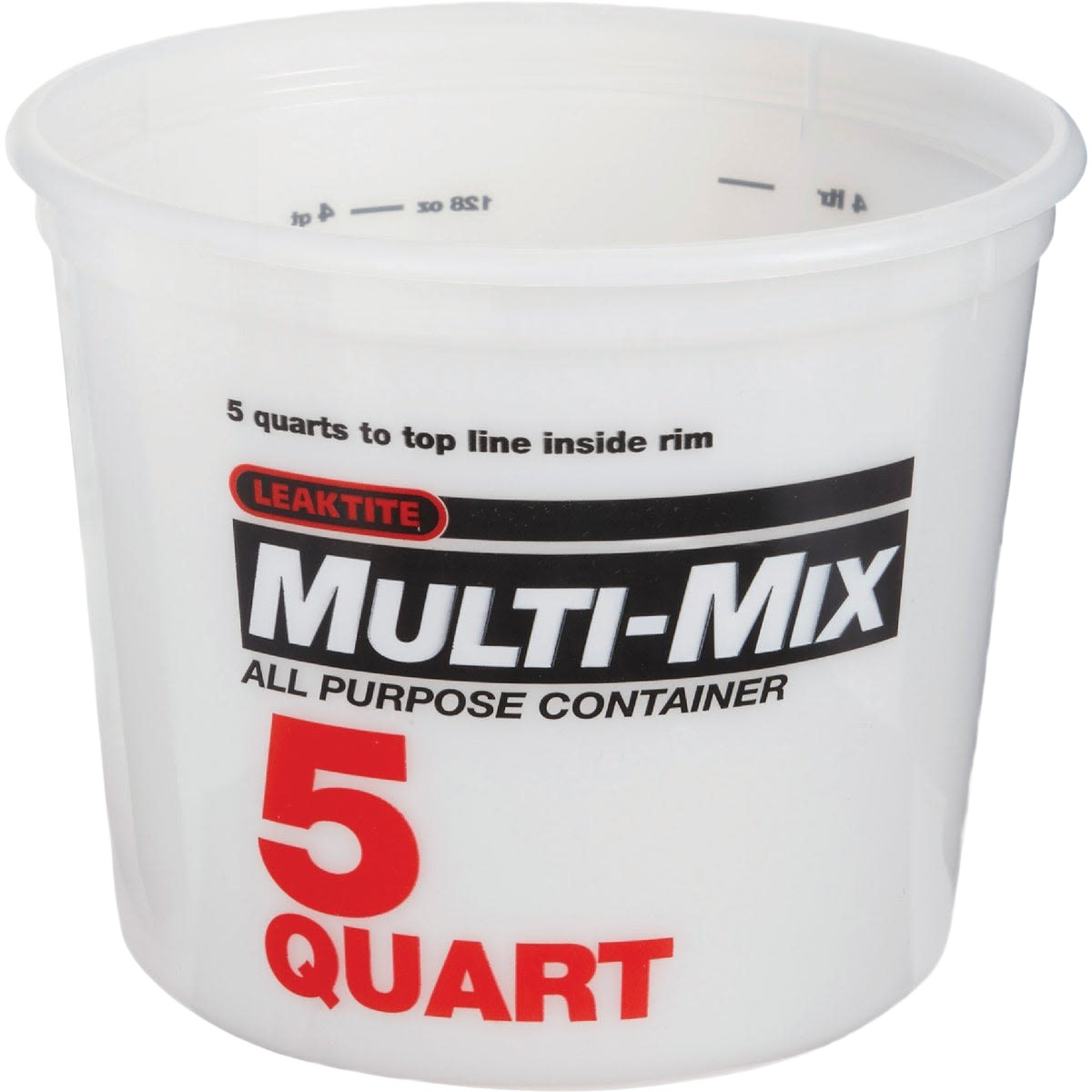 White recyclable high-density polyethylene 5-quart mixing and storage container for paint supplies and home improvement tasks