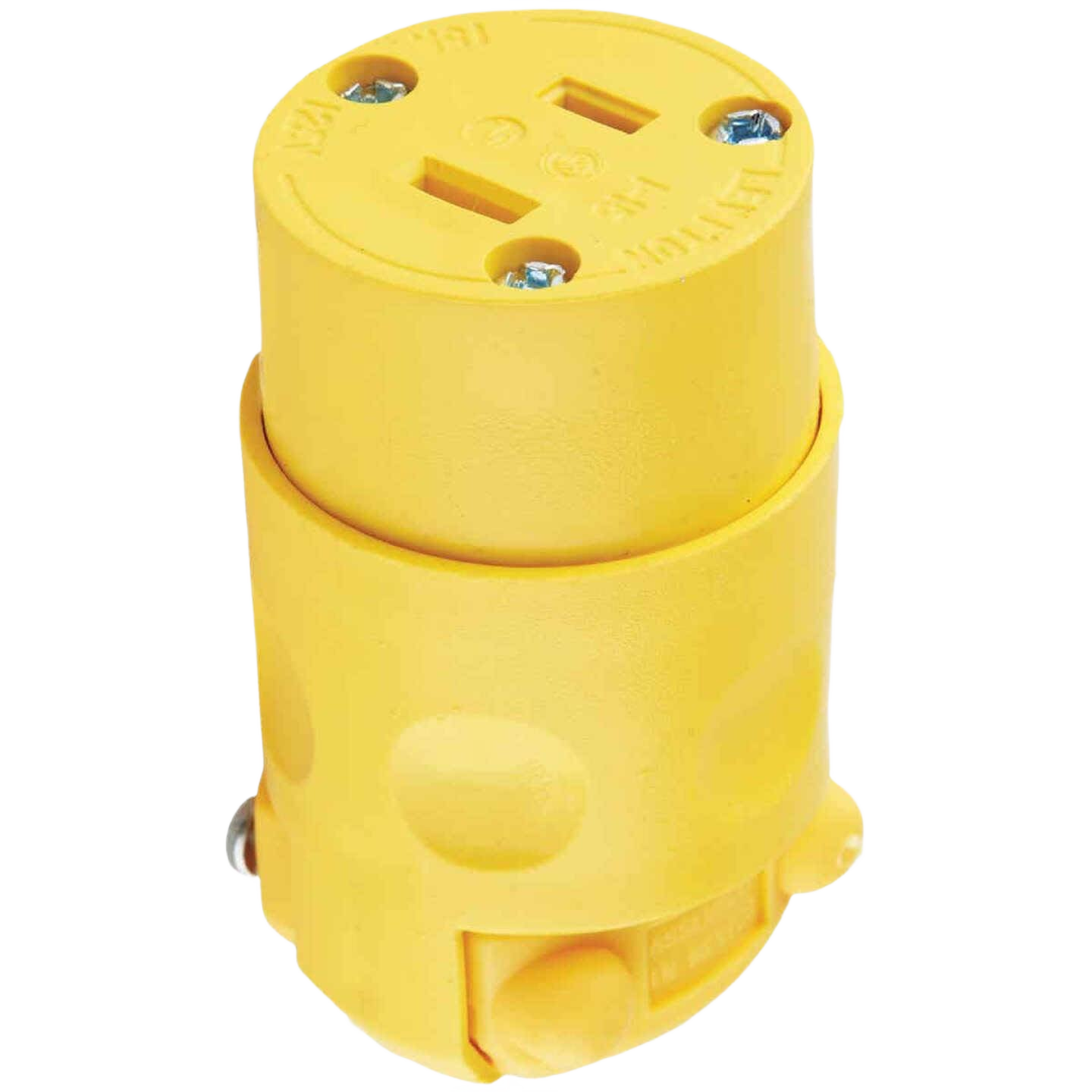 Yellow 15-amp 2-pole cord connector for residential electrical wiring in home improvement applications