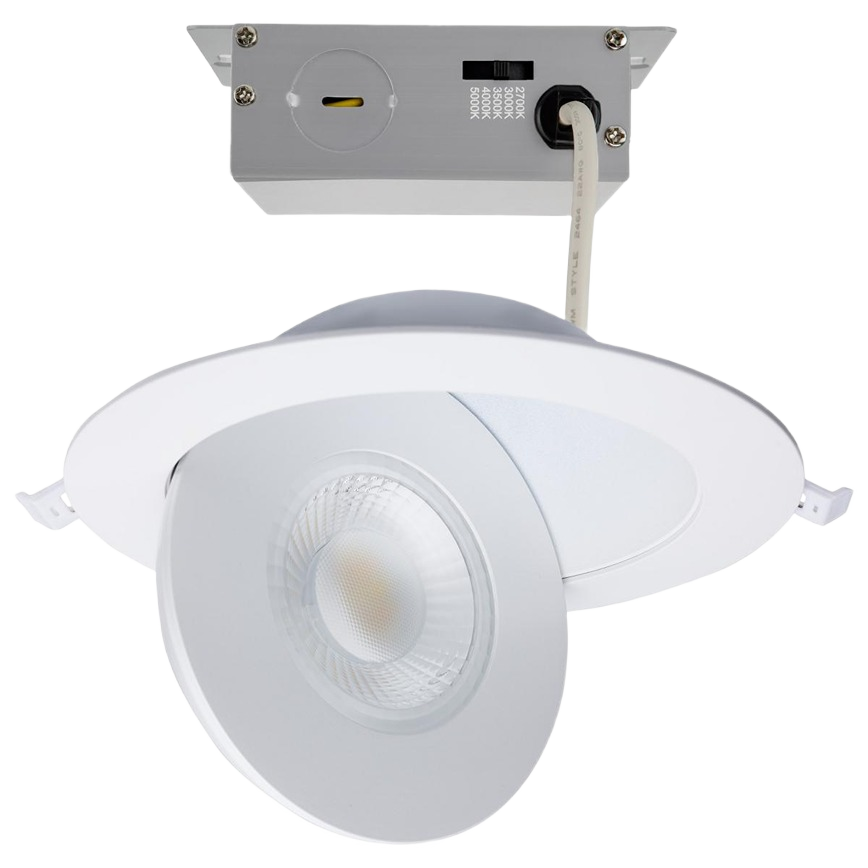 Adjustable white LED recessed downlight with selectable color temperature for lighting and electrical projects under $100