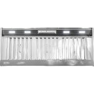 Stainless steel insert hood with dual-level LED lighting and wireless controls in Over the Range Hoods collection