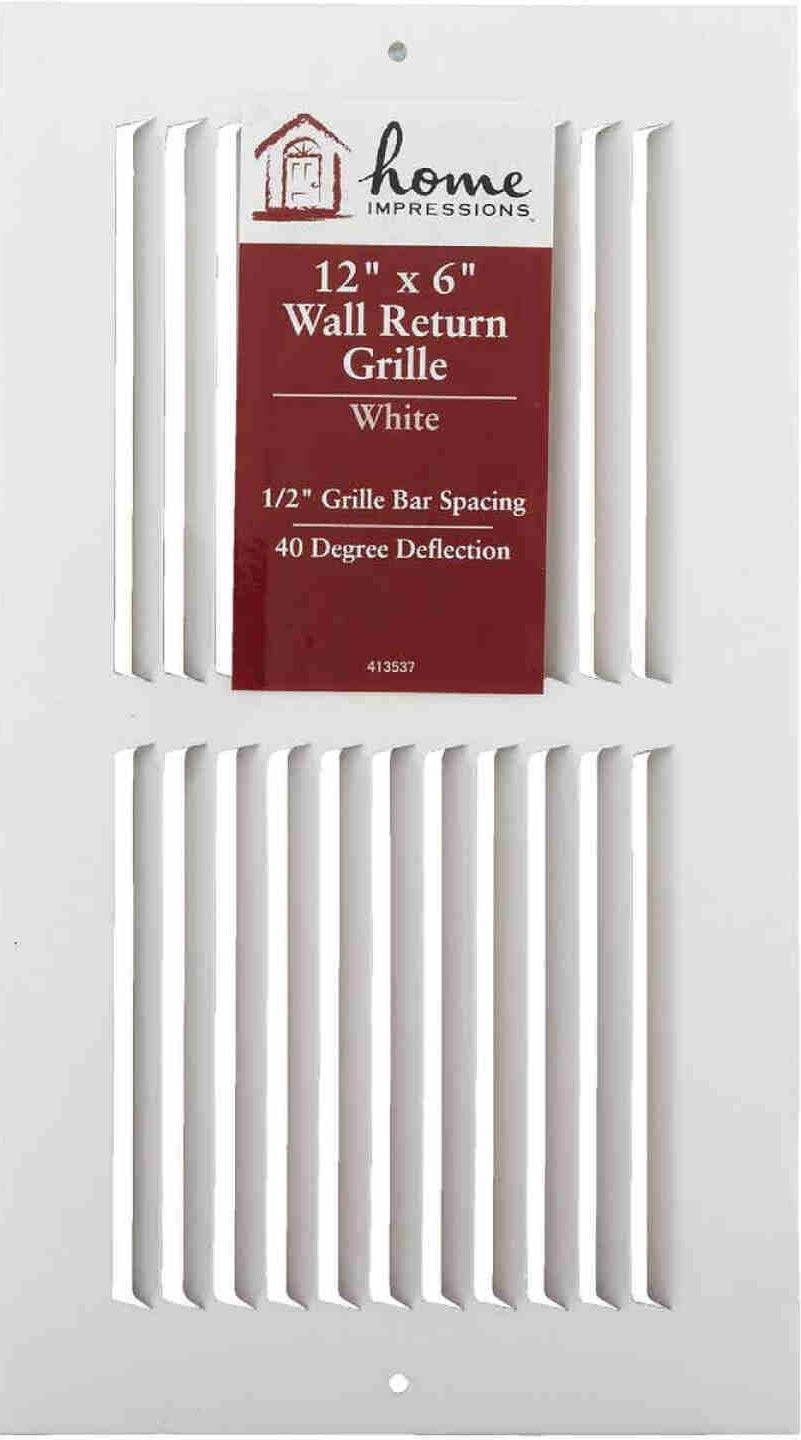 White stamped steel wall return grille with 1/2 inch bar spacing for plumbing and home improvement under $50 collection