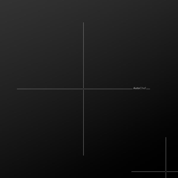 Black induction cooktop surface with minimalist cross markings and subtle AutoChef label in kitchen appliances collection