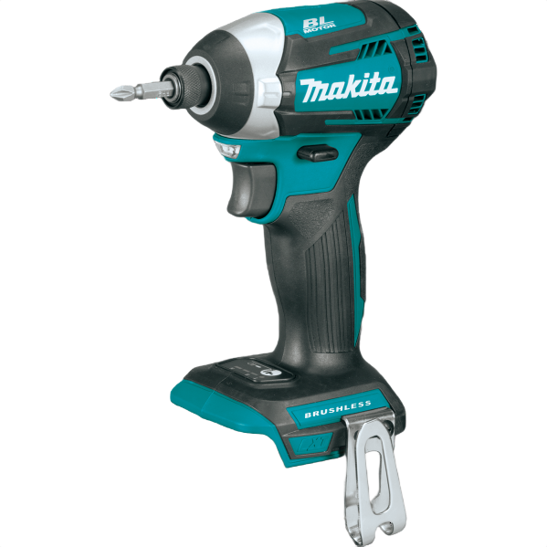 Cordless impact driver in teal and black with brushless motor and quick-shift 3-speed mode for home improvement tasks