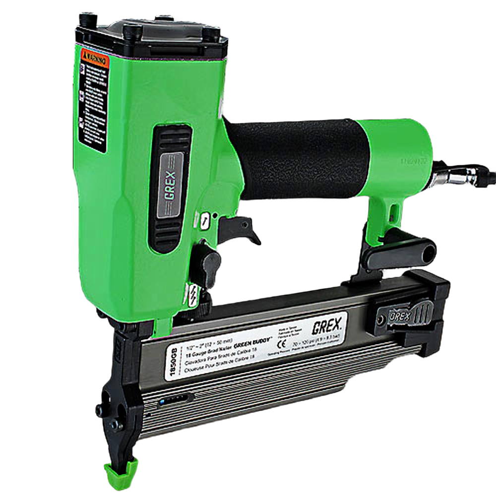 Compact green and black brad nailer tool designed for home improvement and precision nailing tasks