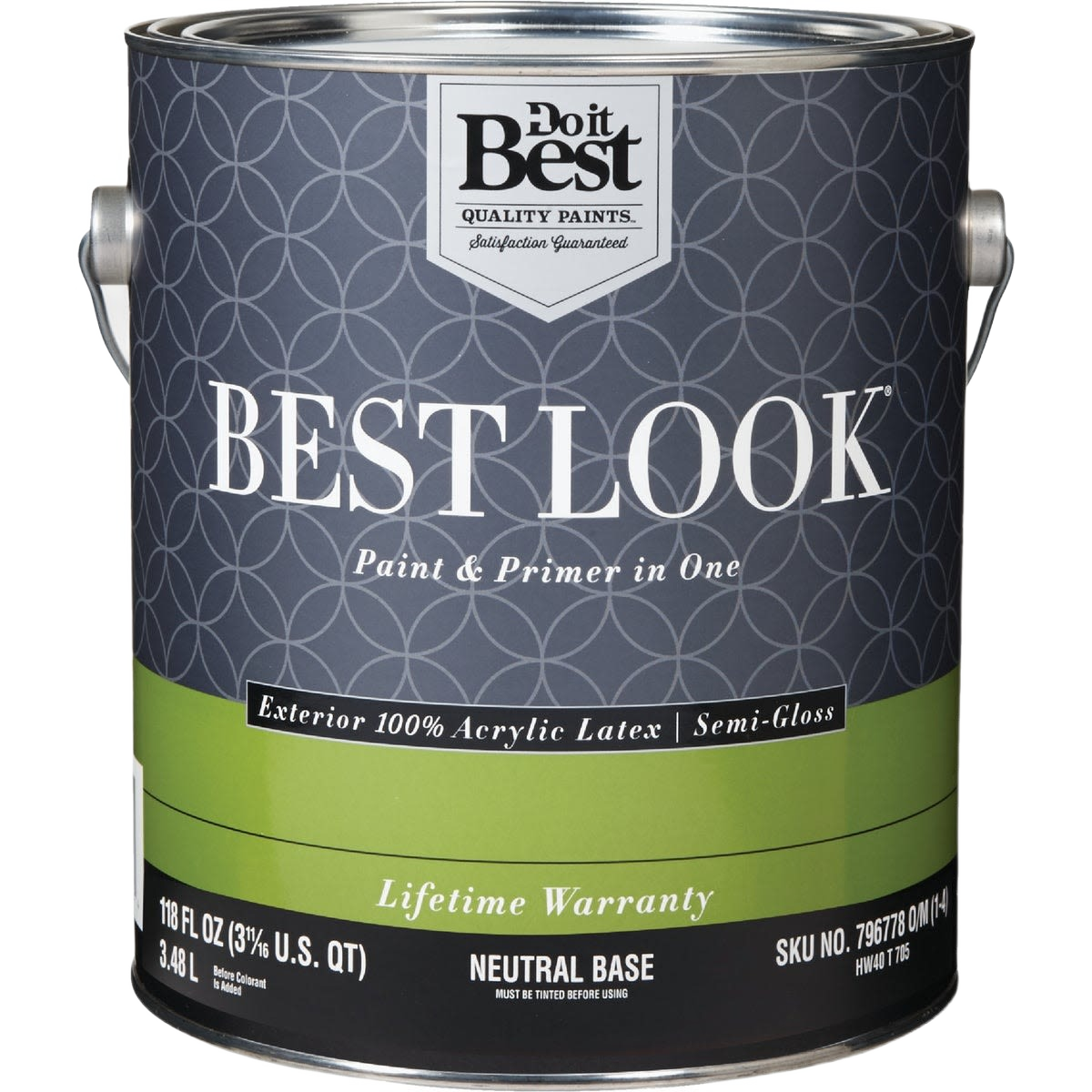 1-gal. neutral base exterior latex semi-gloss paint and primer can for home improvement and exterior paint projects