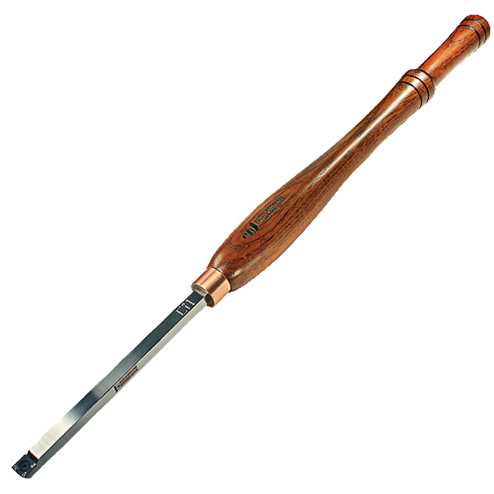 Woodworking rougher tool with polished steel shaft and ergonomic stained wood handle for precision home improvement tasks