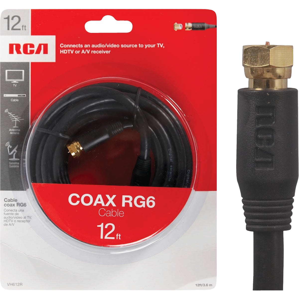 RCA 12 ft. Black Digital RG6 Coaxial Cable