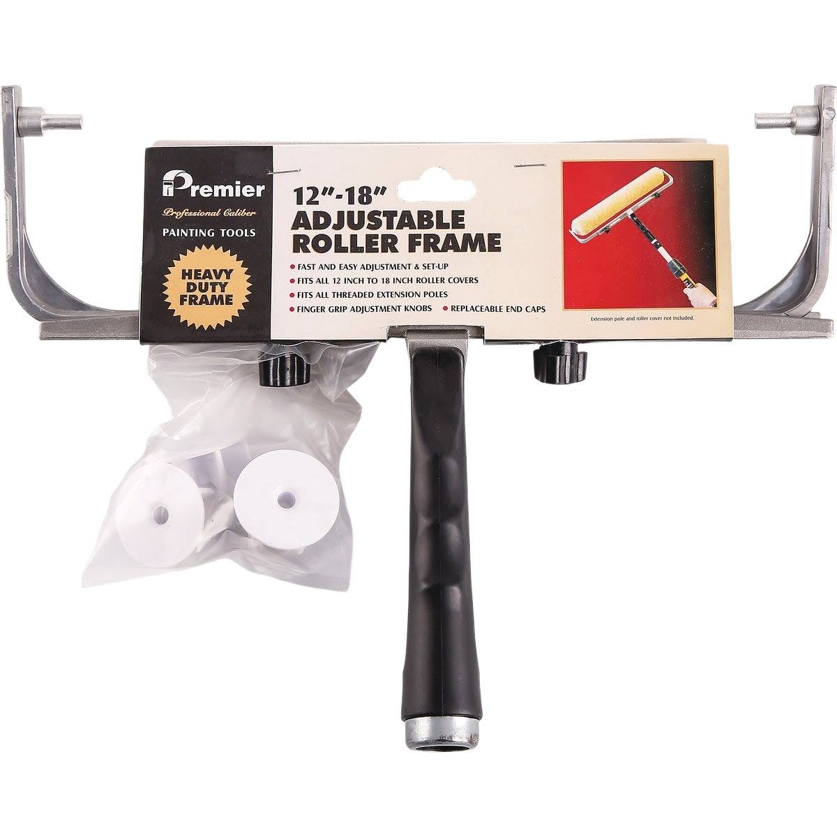 Adjustable roller frame with black handle and heavy-duty steel construction in Paint & Supplies collection for home improvement tools