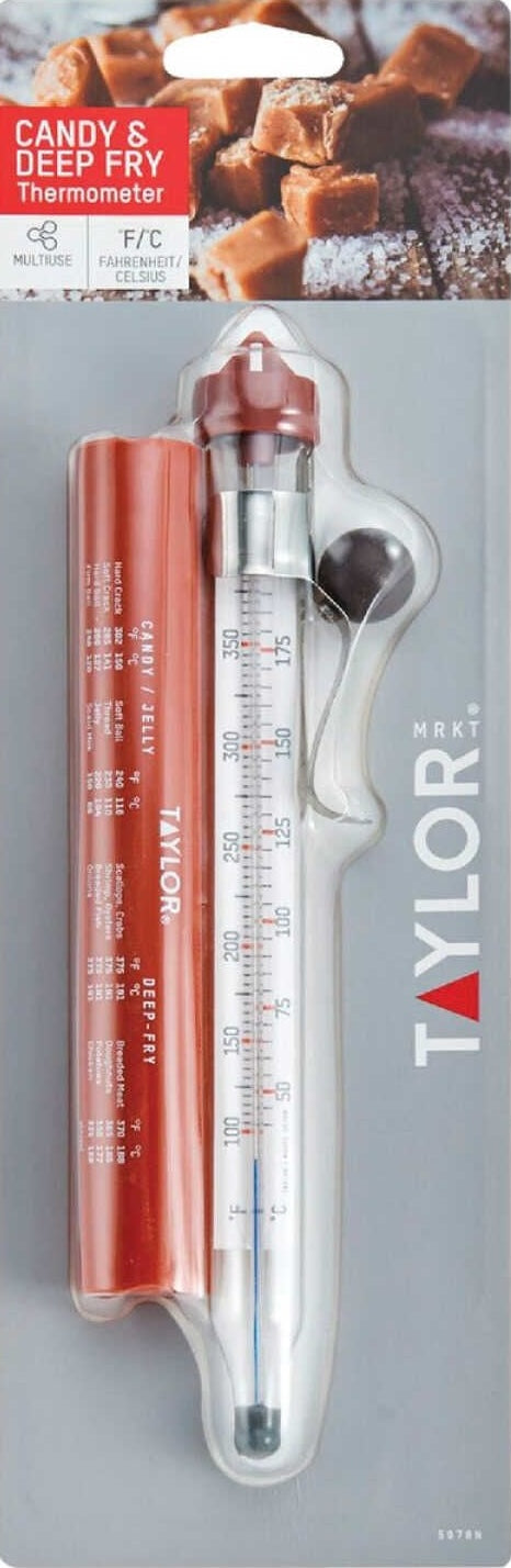 Candy and deep fry kitchen thermometer with adjustable clip in clear packaging for kitchen gadgets and tools collections under $50