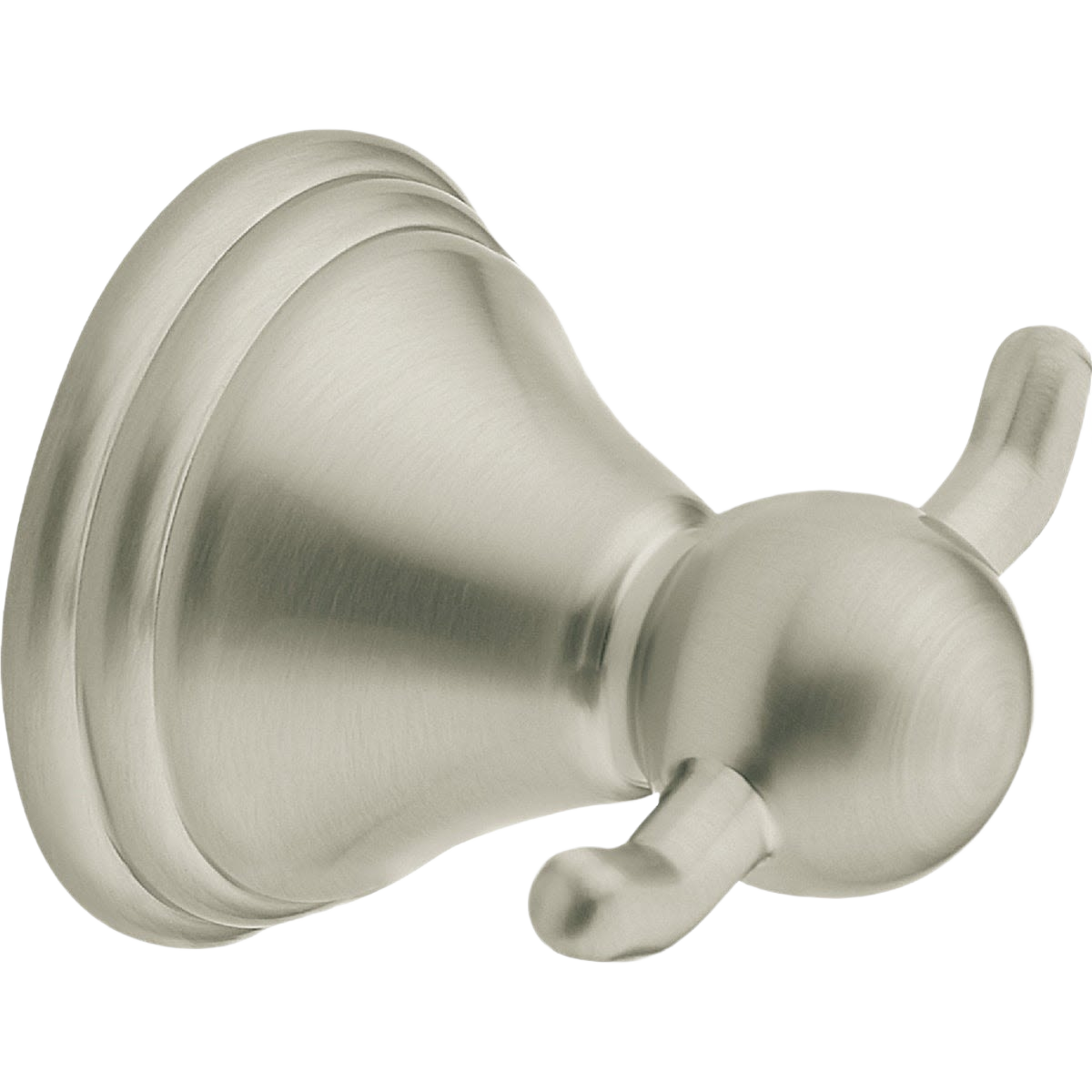 Brushed nickel double robe hook with rounded base for stylish and functional home improvement organization