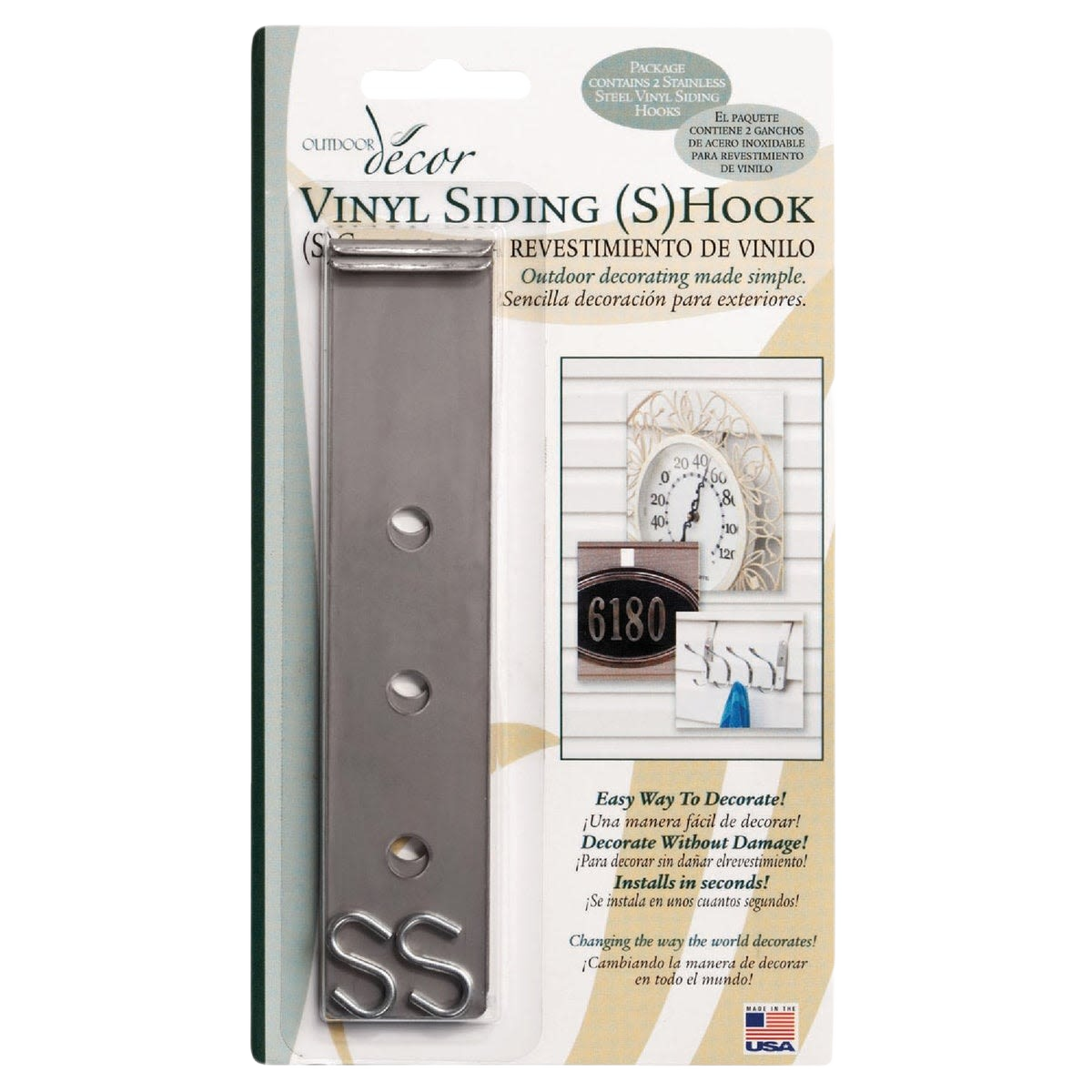 Stainless steel S-hooks for vinyl siding hanging, fasteners from hardware collection under $50 for home improvement projects