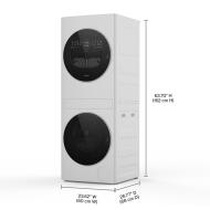 Sleek compact white laundry tower featuring stacked washer and electric dryer, part of Washer/Dryer Combos and Appliance laundry centers at Hartville Hardware.
