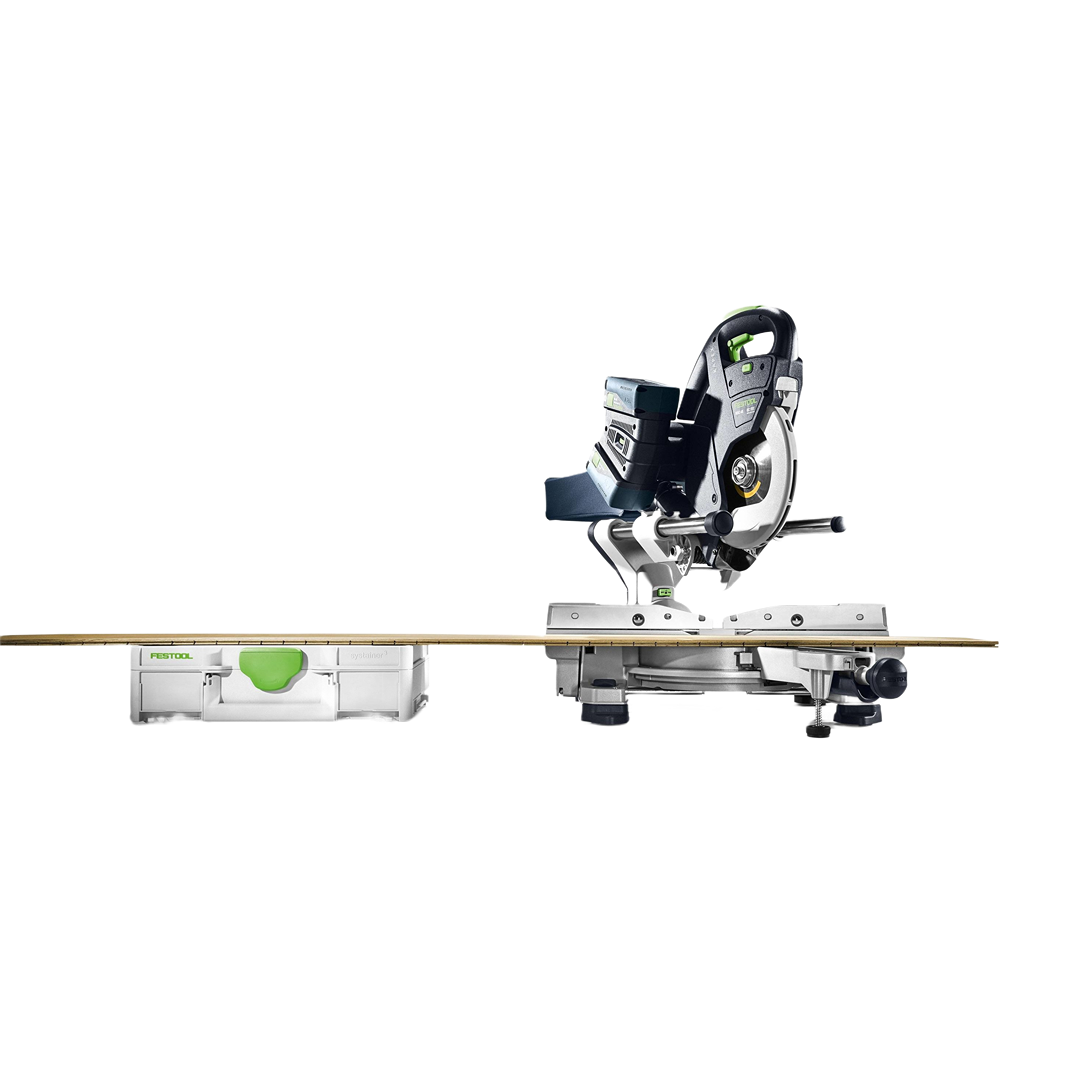 Cordless compound miter saw with sliding function and energy set for precise woodworking cuts.