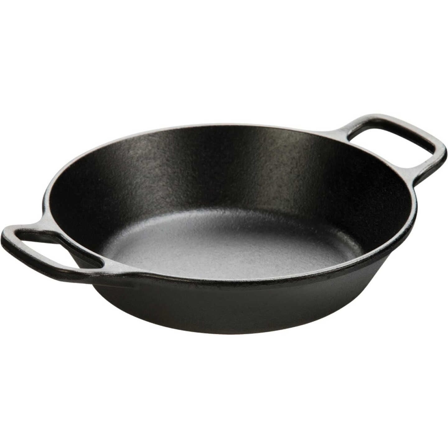 Round cast iron pan with two short handles for versatile cooking in kitchenware and cookware collections under $50